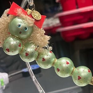 Christopher Radko Green and Red Caterpillar Ornament